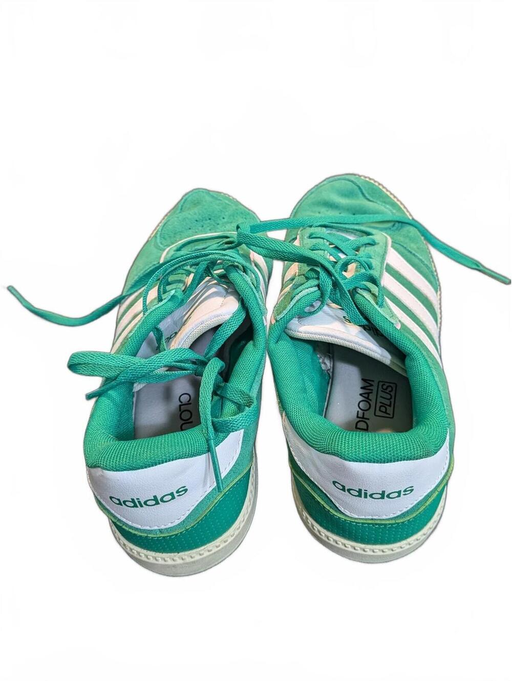 Adidas Cloudfoam Green White Suede Sneakers Men’s Size 8.5 Athletic Shoes